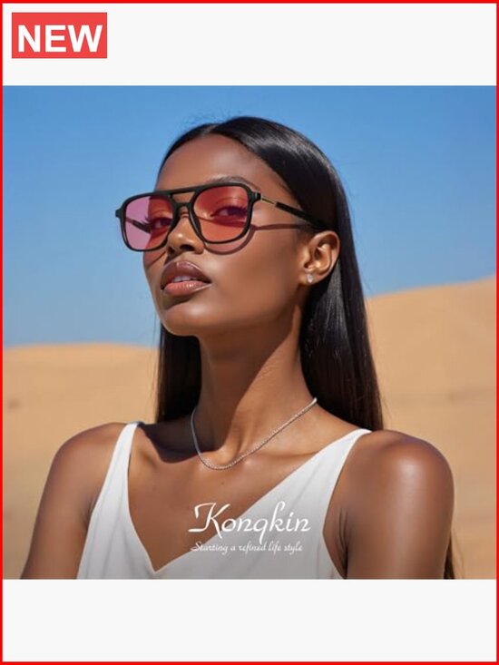 Retro Aviator Sunglasses Rectangle Polarized UV Protection Women Men main image 7